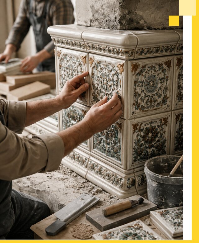 Изразцовые камины под ключ в Ишиме: проект и монтаж