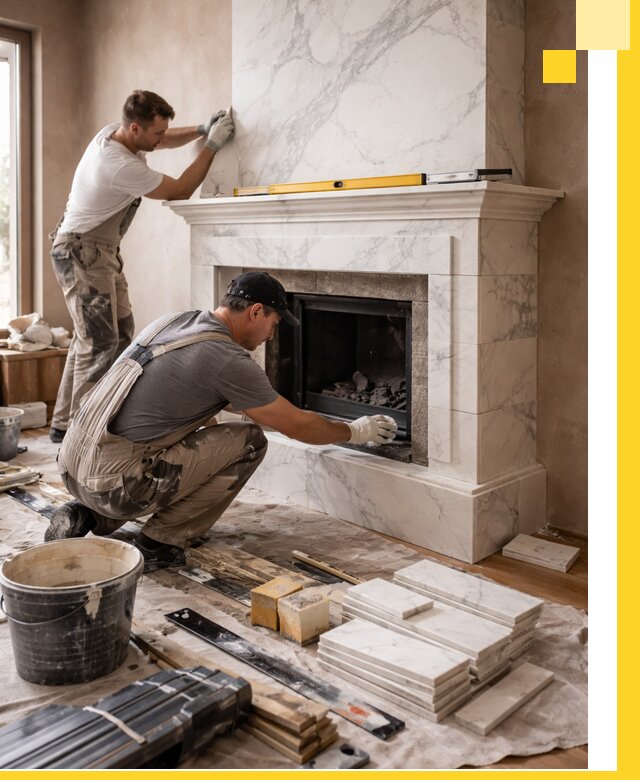 Отделка каминов в Ишиме качественные облицовочные работы