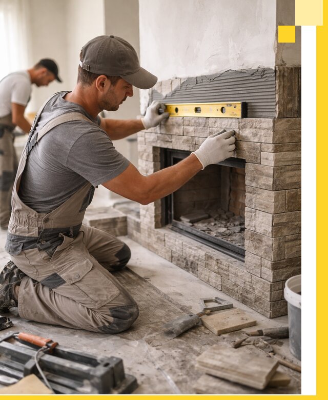 Облицовка каминов в Ишиме, монтаж и отделка натуральным камнем