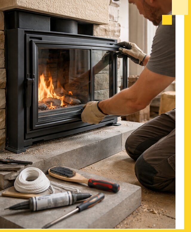 Производство, монтаж и доставка каминов со стеклом в Ишиме