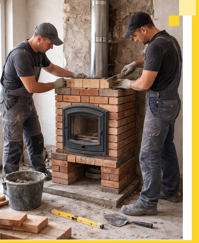 Монтаж печи камина под ключ в Ишиме с гарантией и пусконаладкой