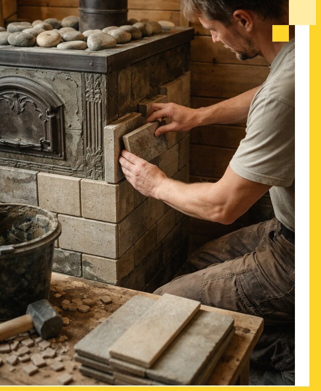 Облицовка банных печей в Ишиме профессиональная отделка