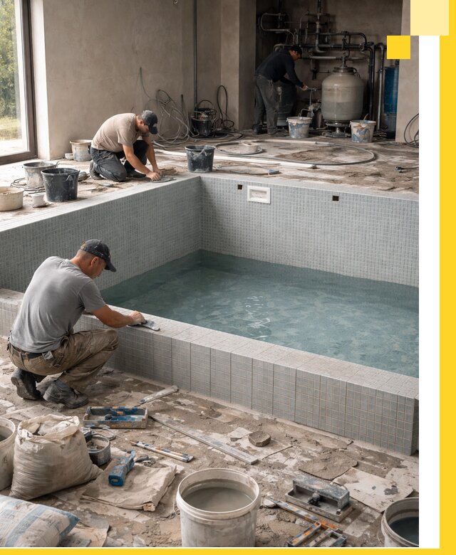 Строительство и монтаж бассейнов в помещении в Ишиме