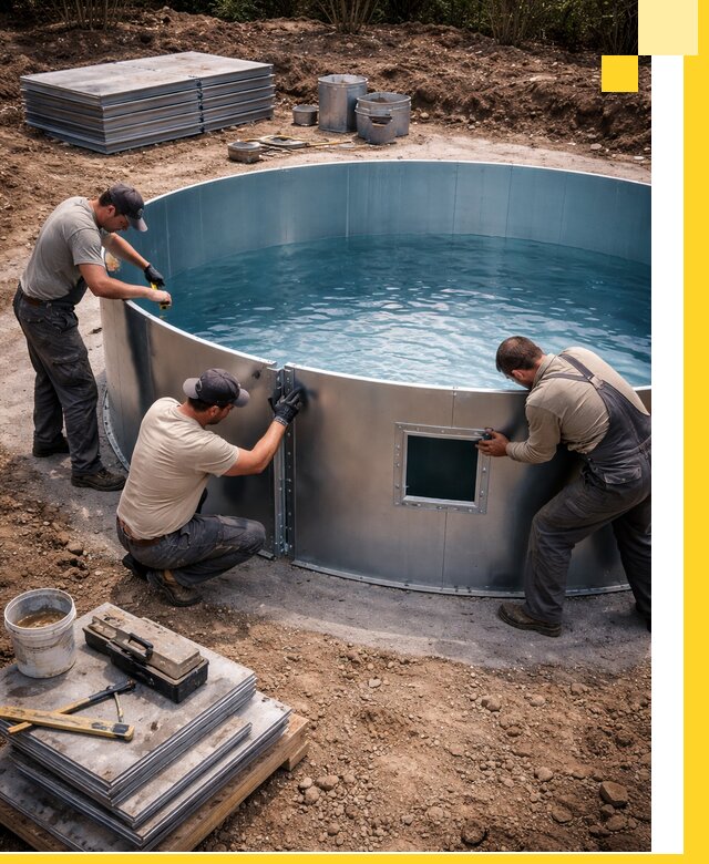 Круглые бассейны под ключ в Ишиме проектирование и монтаж