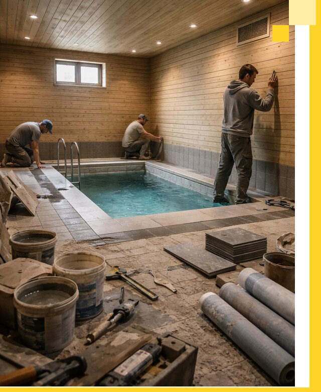 Строительство бани с бассейном и сауной под ключ в Ишиме