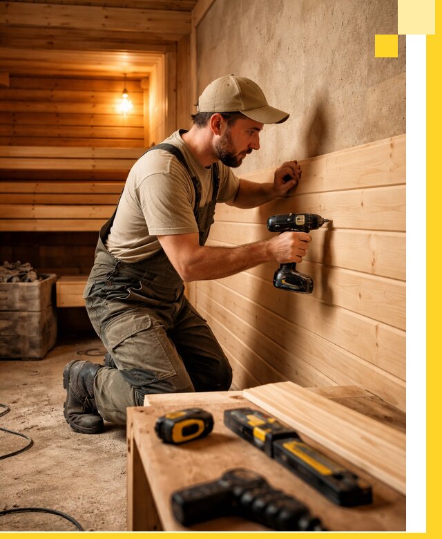 Профессиональная внутренняя отделка бани в Ишиме под ключ