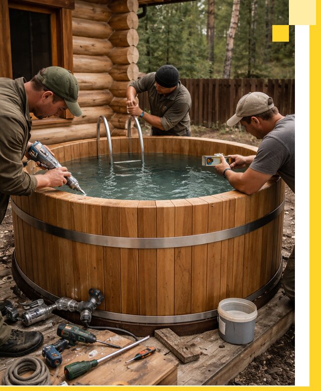 Строительство бань с купелью под ключ и отделкой в Ишиме