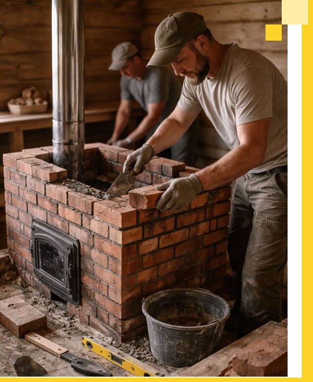 Кирпичные печи для бани под ключ в Ишиме, проект и монтаж