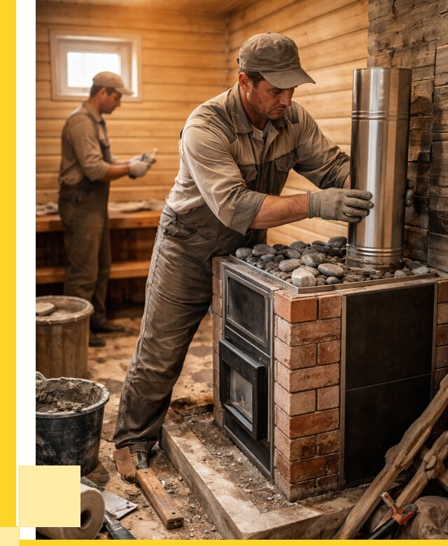 Монтаж печи в бане под ключ в Ишиме от 20786 р. | ЭриданШм