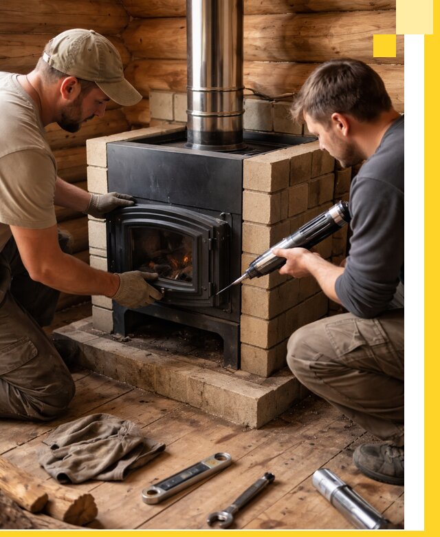 Монтаж и установка печи в бане под ключ с гарантией в Ишиме