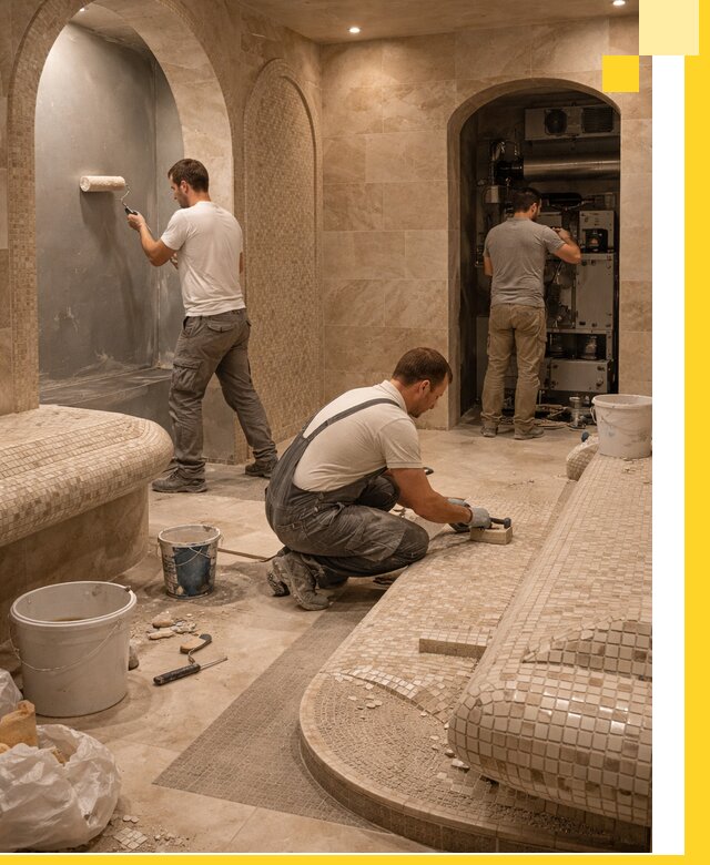 Строительство бани с хамамом и бассейном под ключ в Ишиме