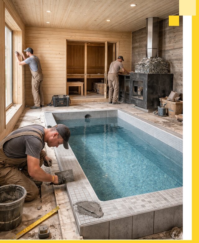 Проект бани с бассейном и сауной в Ишиме под ключ