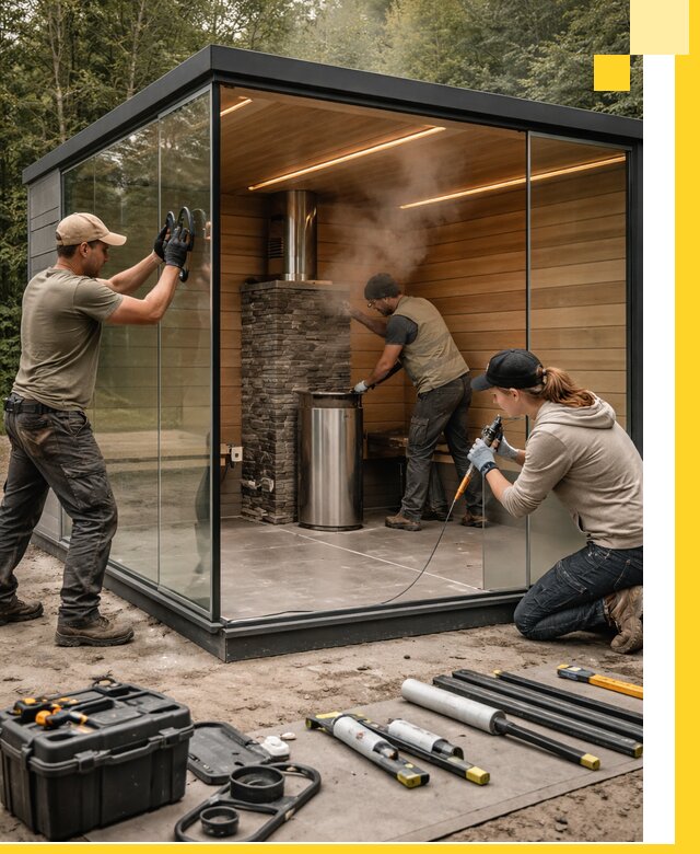 Проектирование и строительство стеклянных бань в Ишиме