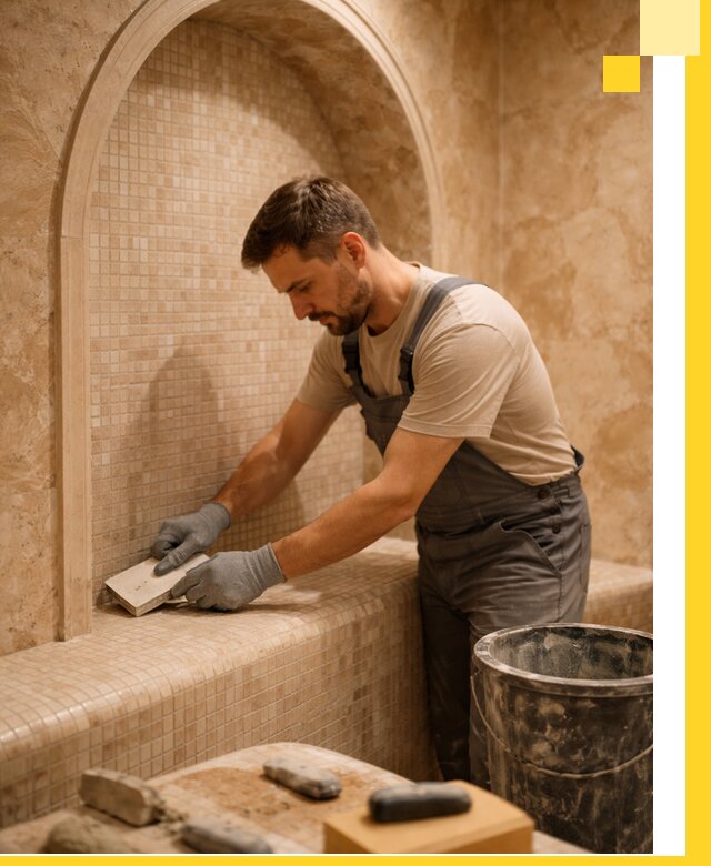 Профессиональная отделка хамамов с мозаикой под ключ в Ишиме