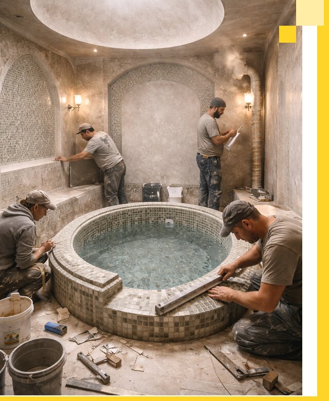 Профессиональное строительство хамама с бассейном в Ишиме под ключ